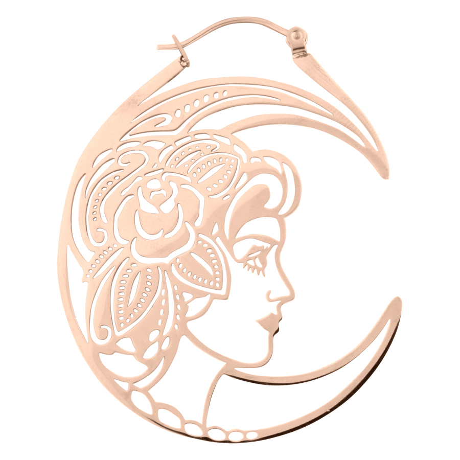 Pendientes de oro rosa con diseño Skull Couple sobre fondo blanco