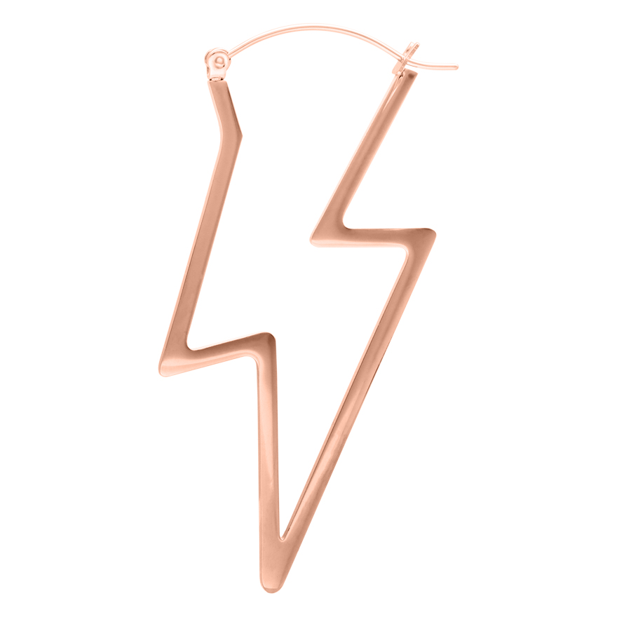 Roségoldener Blitz-förmiger Ohrring aus Chirurgenstahl auf weißem Hintergrund