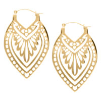 Creek Hoops pendientes en oro, Wildcat Pendientes Creek Hoops dorados con diseño delicado sobre fondo blanco