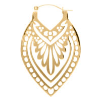 Creek Hoops pendientes dorados brillantes Pendientes Creek Hoops dorados con diseño delicado sobre fondo blanco