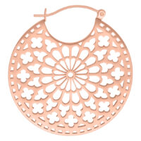 Runder Roségold Ohrring mit filigranem Muster und Klappverschluss