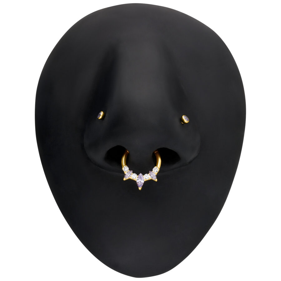 Marquise Septum Clicker dorado con cristales brillantes en modelo negro