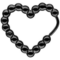 Aro con diseño de burbuja y corazón negro sobre fondo blanco