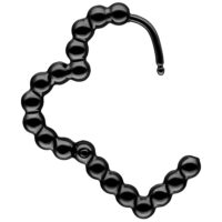Aro negro en forma de corazón de acero quirúrgico 316L sobre fondo blanco
