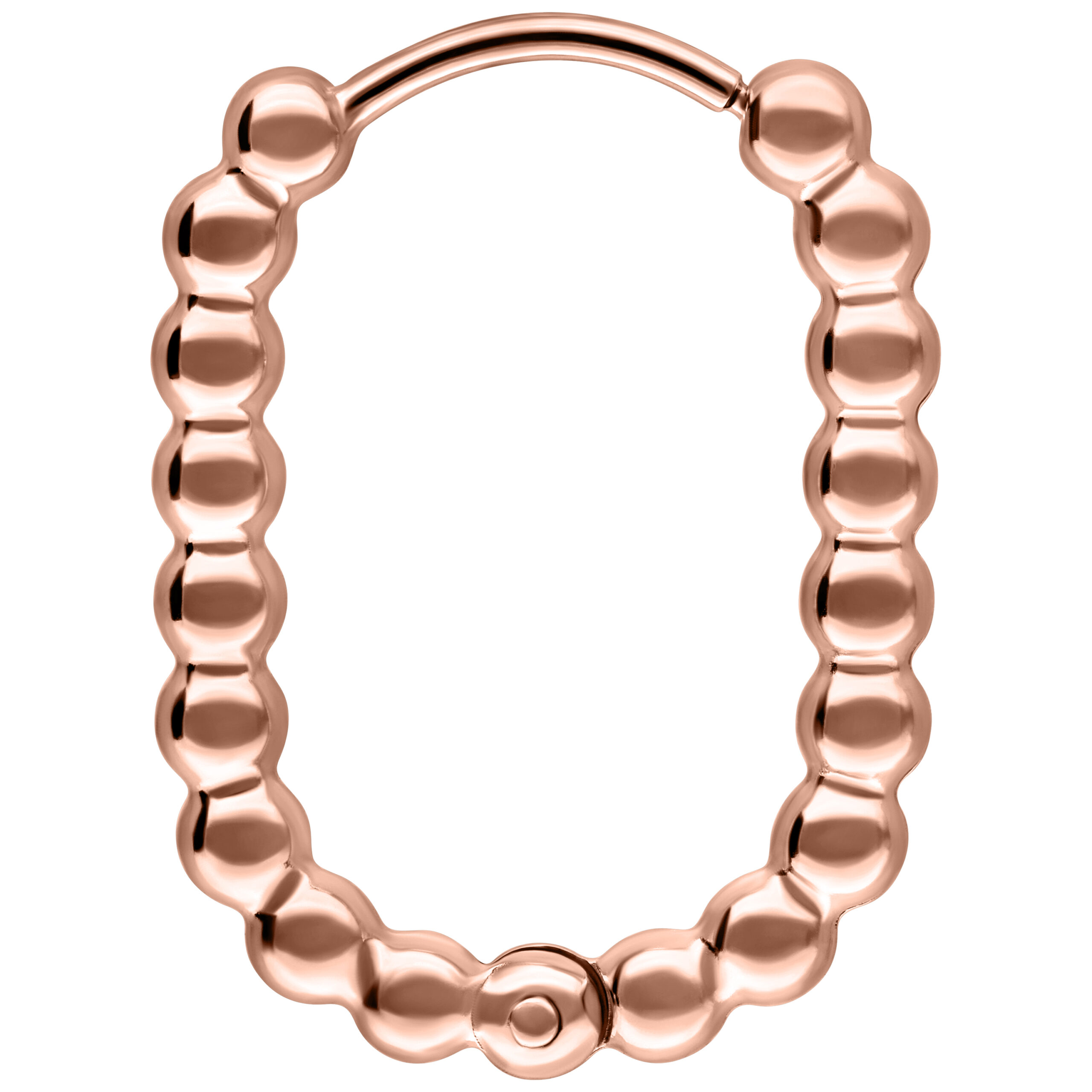 Roségoldene ovale Ohrringe aus Chirurgenstahl 316L, auf weißem Hintergrund