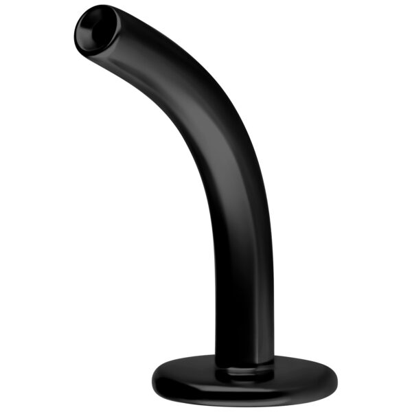 Labret curvado de titanio negro Push Fit con 1,6 mm de grosor y 10,0 mm de longitud sobre fondo blanco