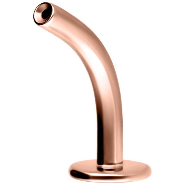 Titanio Curved Labret Push Fit en oro rosado sobre fondo blanco