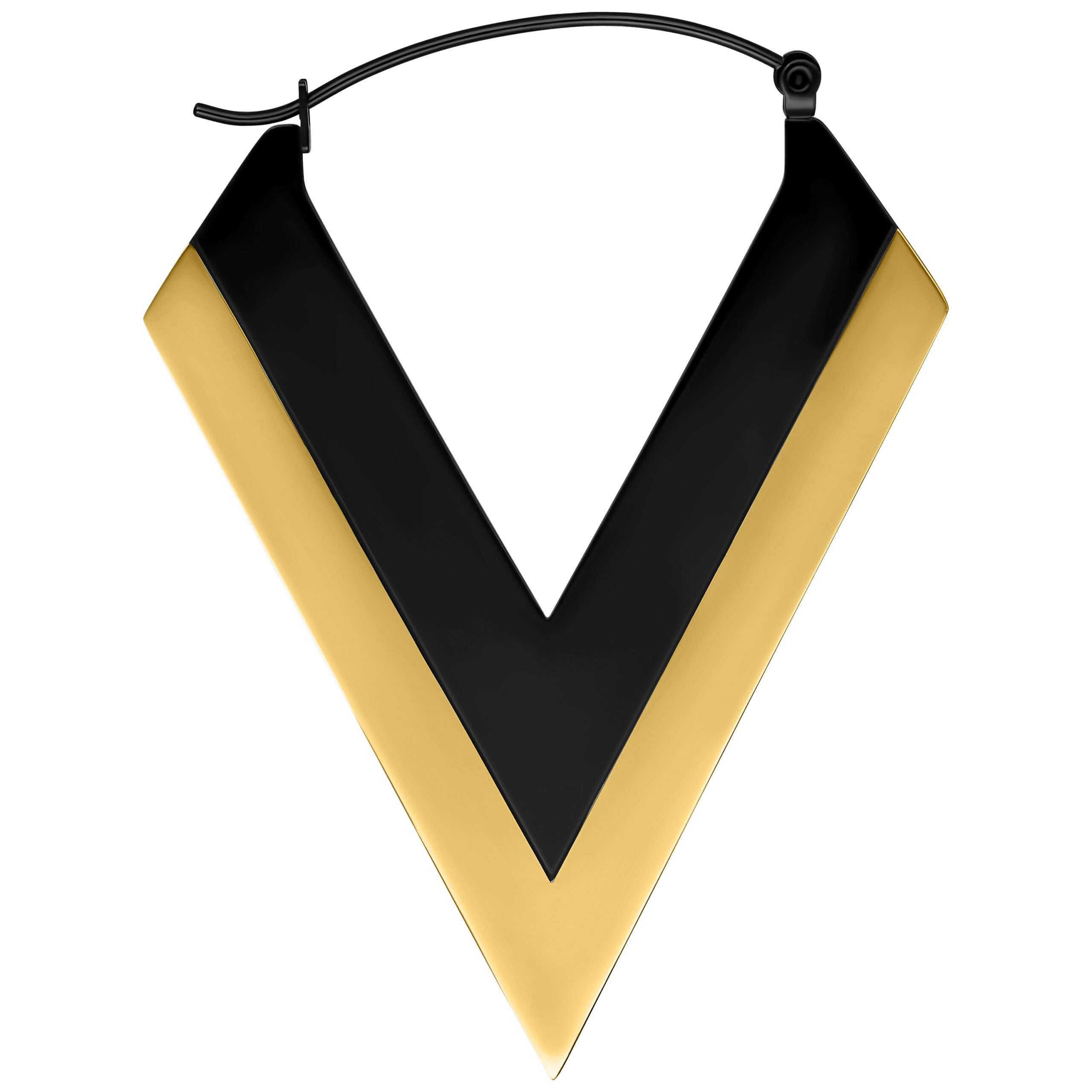 Aro en forma de V dorado y negro de acero quirúrgico