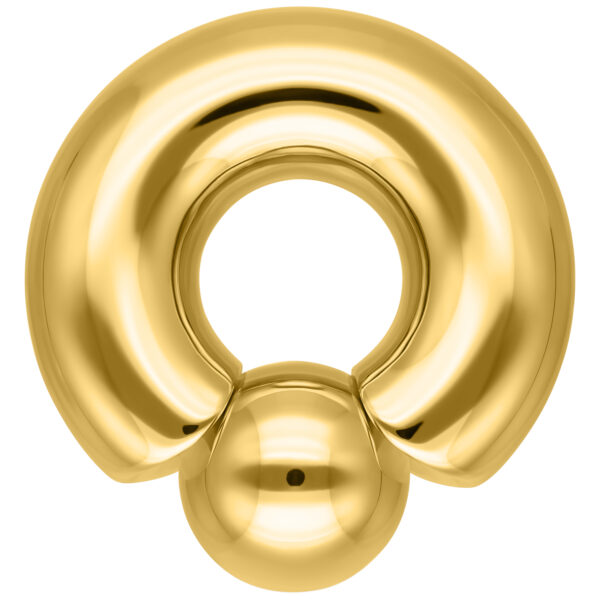 Anillo Monster Screw In dorado con 12 mm de grosor y 19 mm de diámetro interno sobre fondo blanco