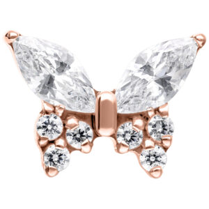 Accesorio Mariposa Multicolor con Piedras Push Fit - Oro Rosa