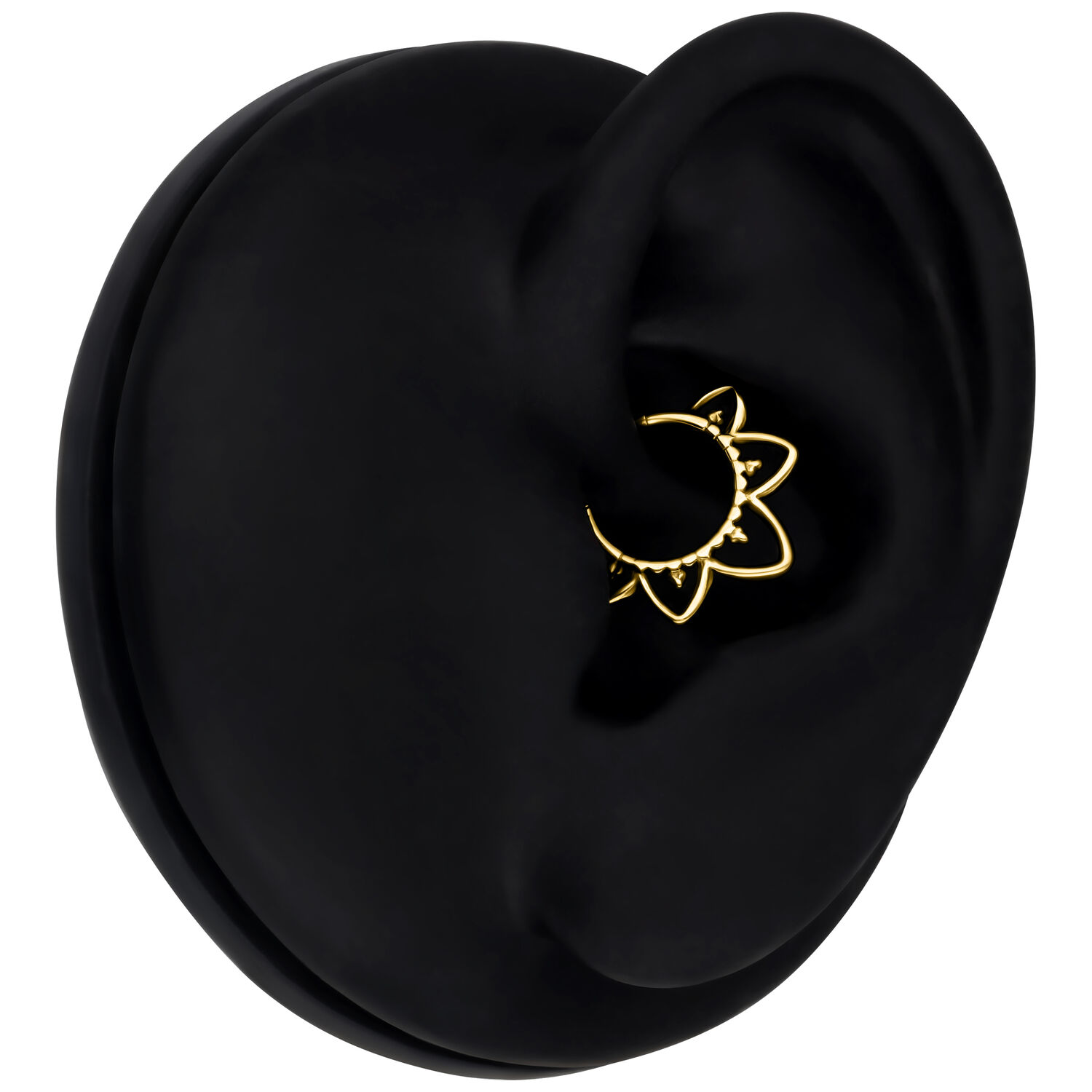 Clicker de Septum Oriental en Oro Clicker de Septum Oriental dorado en exhibidor de oreja negro