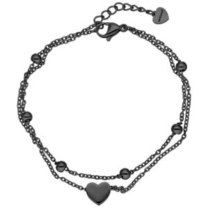 Pulsera Little Heart Double Row - Negro