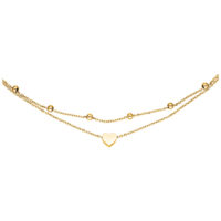 Pulsera de dos filas de metal dorado con colgante de corazón