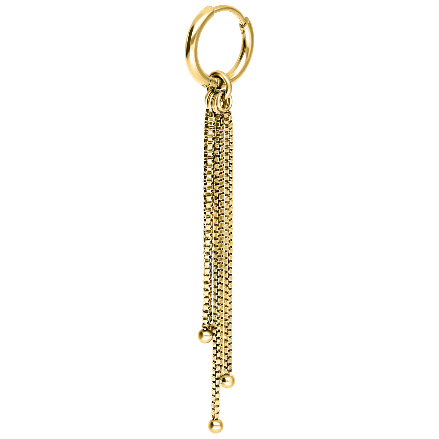 Aros de cadena dorados Venezia Aros dorados con cadena veneciana sobre fondo blanco