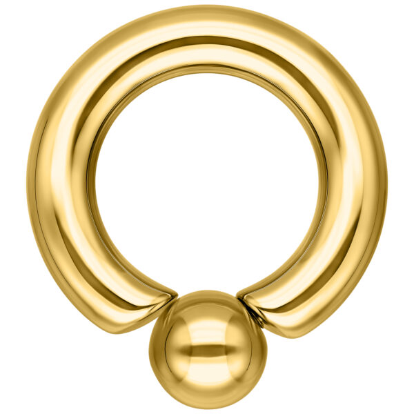 Anillo de rosca dorado con bola de 12.0 mm sobre fondo blanco