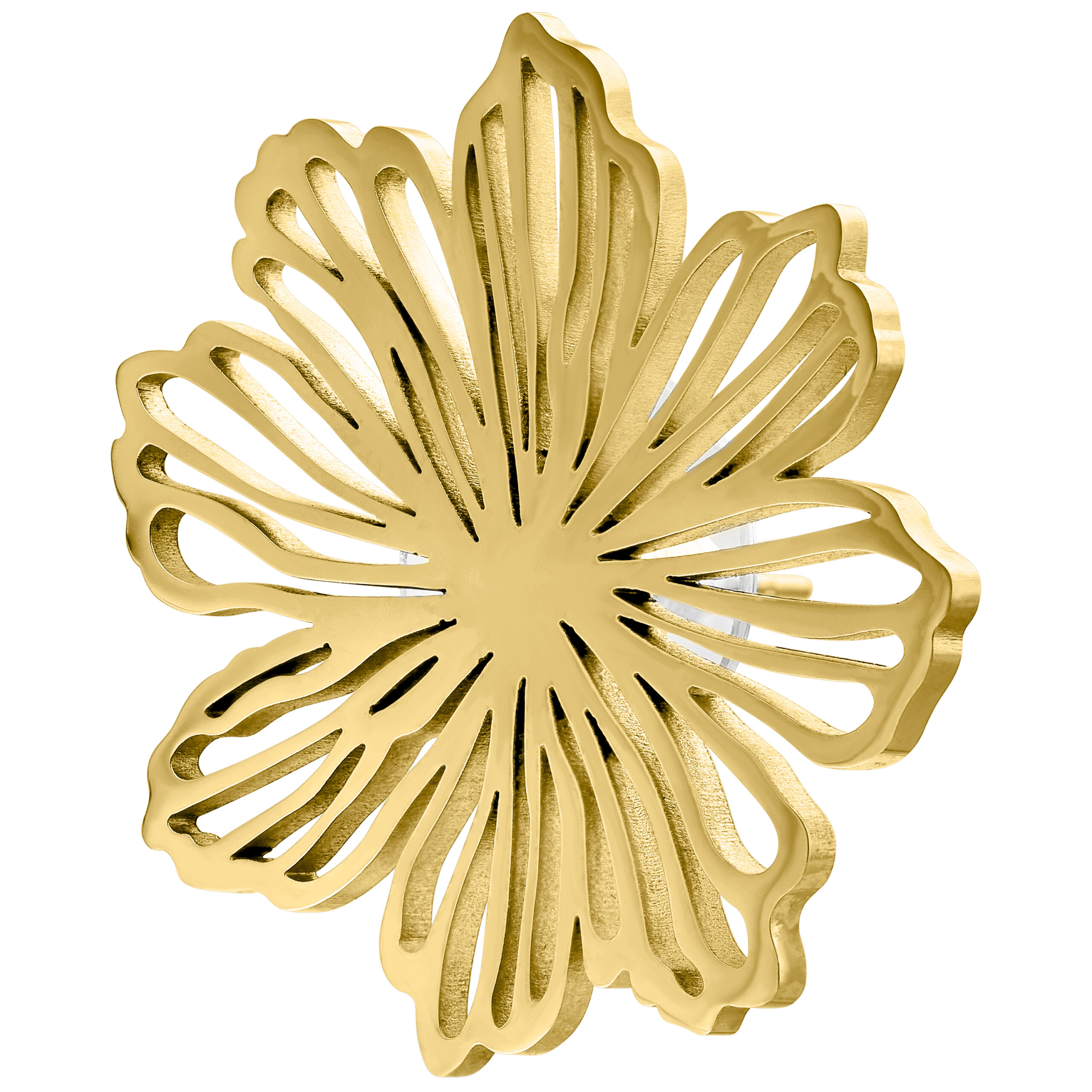 Pendientes de flores doradas de acero quirúrgico Pendiente dorado en forma de flor de acero quirúrgico pulido