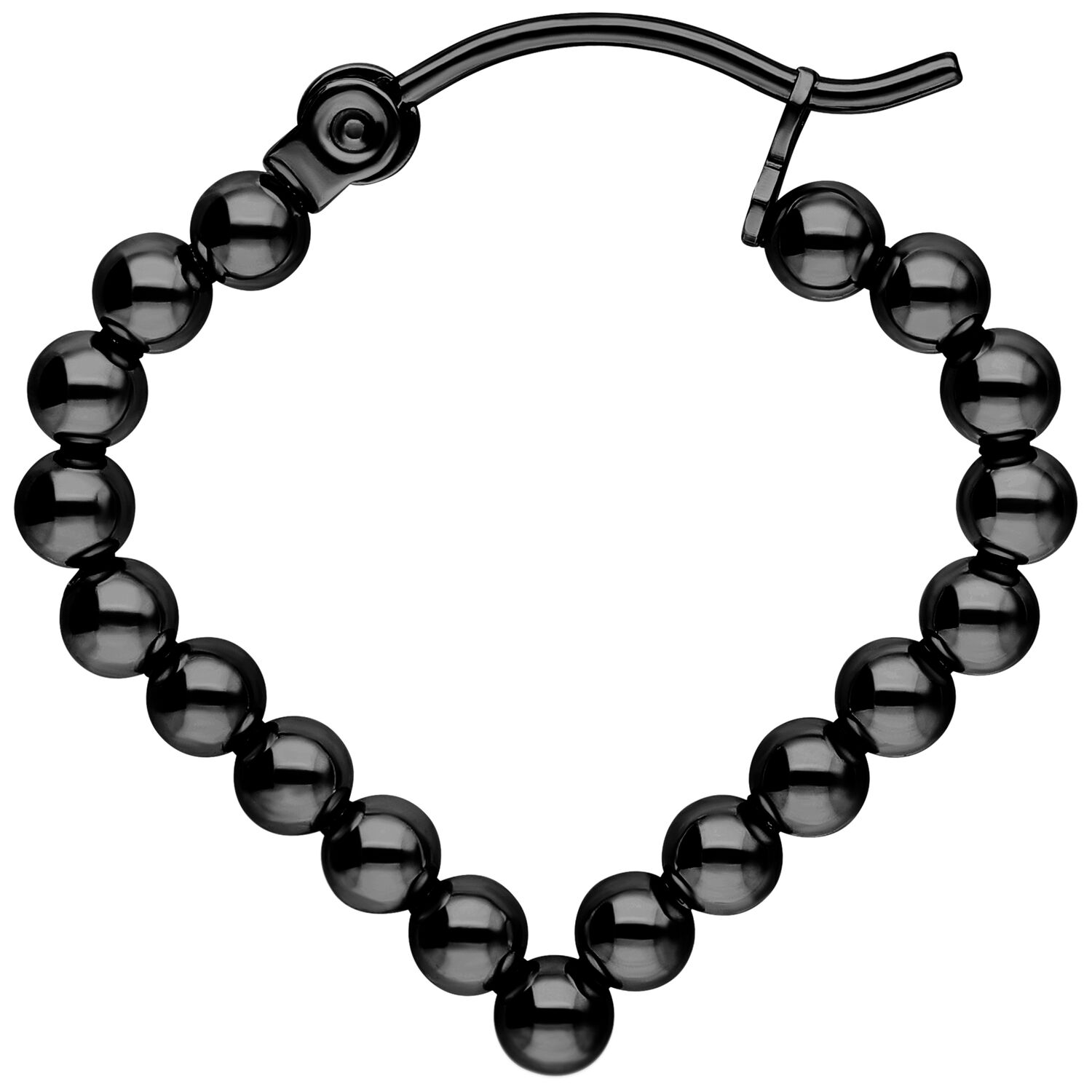 Aros Bubble Polygon negros de acero quirúrgico sobre fondo blanco