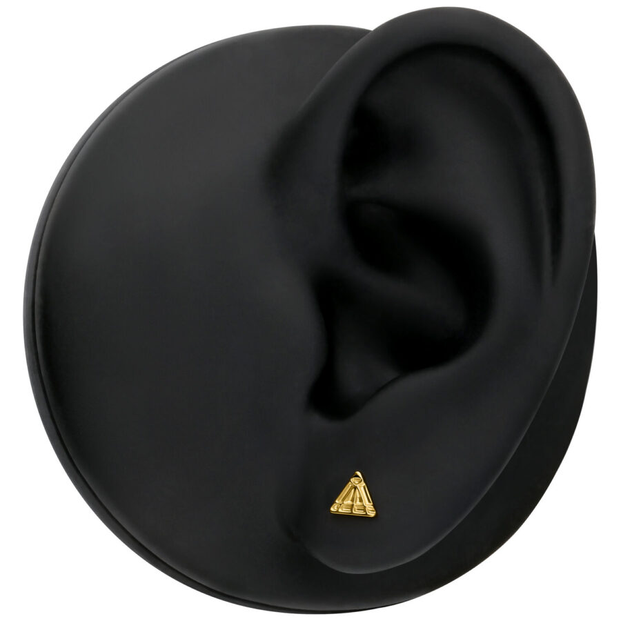 Accesorio Delta Dorado en modelo de oreja negra sobre fondo neutro