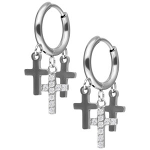 Little Dangling Cross Hoops