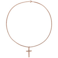 Kette aus Chirurgenstahl 316L in Roségold mit Kreuzanhänger auf weißem Hintergrund