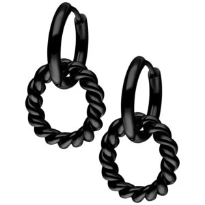 Twisted Circle Hoops - Negro