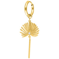 Aros Little Petticoat Dorados con Colgante Aros dorados con colgante estilizado y cierre de clip sobre fondo blanco