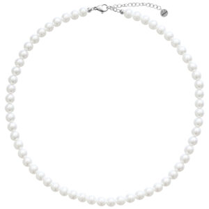 Big Synthetic Pearl Necklace Silver