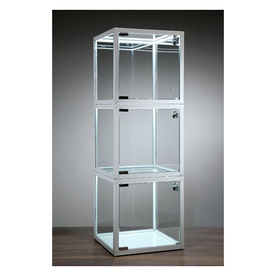 Vitrinen-Würfel mit LED-Streifenbeleuchtung