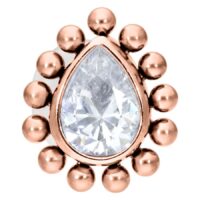 Roségoldenes Labret mit kristallklarem Tropfen auf weißem Hintergrund