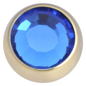 Goldener Piercingaufsatz mit dunkelblauem Kristall, 4,0 mm Größe