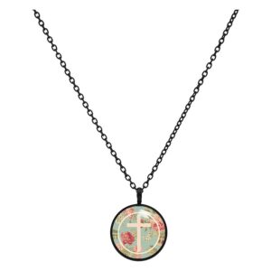 Cadena Cruz y Rosas verde - Negro