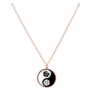 Cadena Pentagram Yin Yang - Oro Rosa