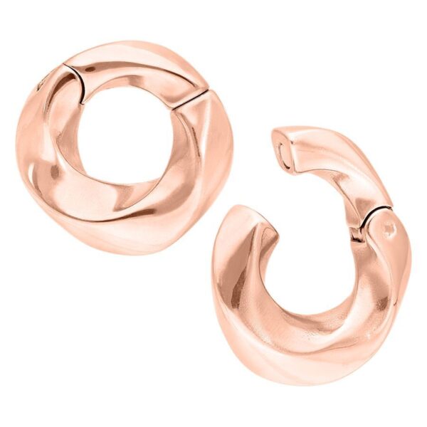Pesas para orejas torcidas de oro rosa de acero quirúrgico, 6mm de grosor