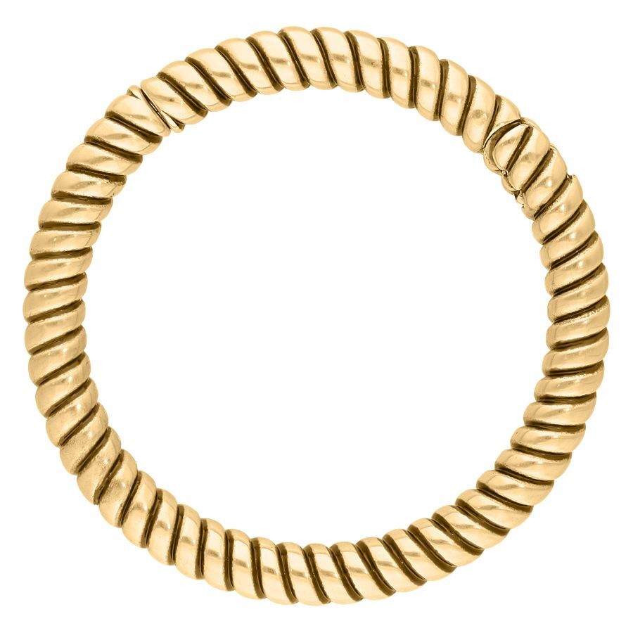 Peso para oreja redondo de color dorado hecho de acero quirúrgico sobre fondo blanco
