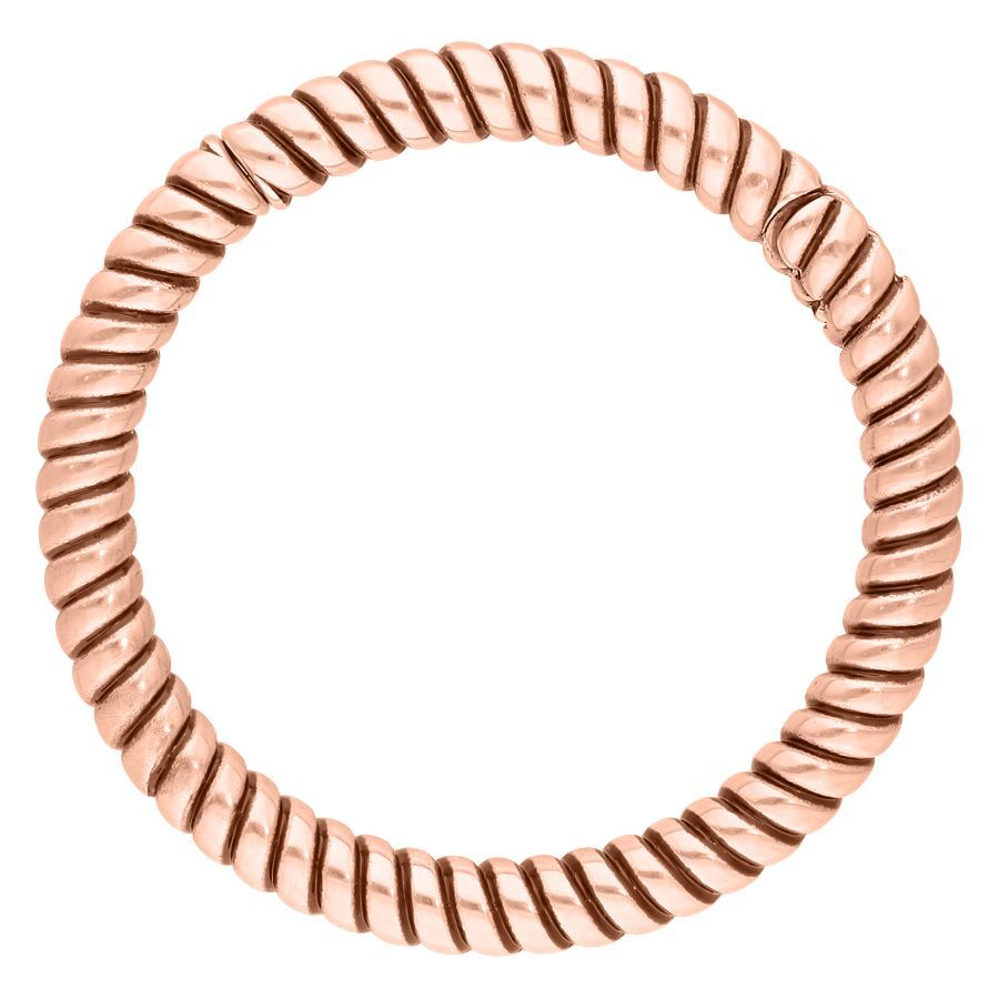 Twisted Rope peso para oreja oro rosa Peso para oreja redondo en oro rosa con patrón de cuerda torcida sobre fondo blanco