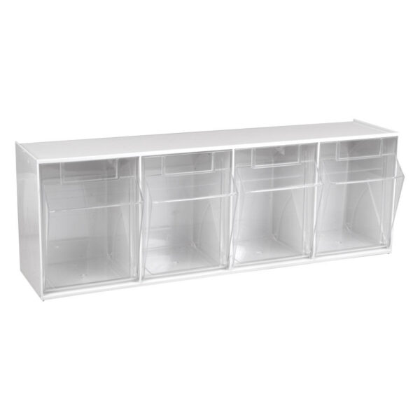 Set Stala 4 blanco con cuatro compartimentos transparentes sobre fondo blanco