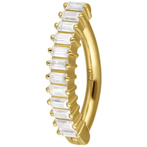 Belly Arch Clicker Moissanit Baguette Crystal 18K