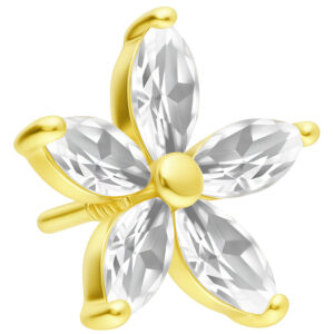 Adorno Flower de moissanita oro 14K Perfect Fit