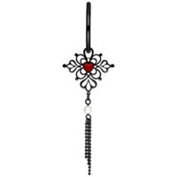 Schwarze Sacred Heart Emaille Ohrringe Schwarze Ohrringe mit Herzmotiv und Kettendetail auf weißem Hintergrund