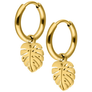 Par de Mini Monstera Hoops - Oro