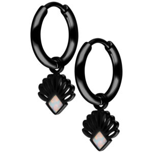 Par de Mini Opal Fan Hoops - Negro