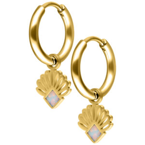 Par de Mini Opal Fan Hoops - Oro