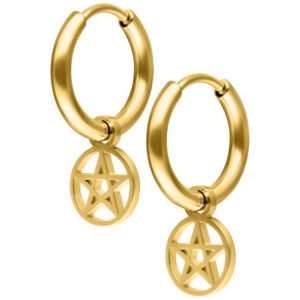 Par de Mini Pentagram Hoops - Oro