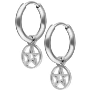 Par de Mini Pentagram Hoops - Plata