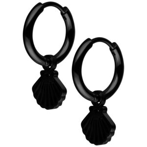 Par de Mini Shell Hoops - Negro