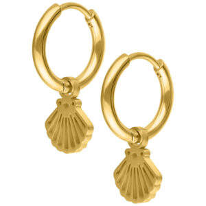 Par de Mini Shell Hoops - Oro