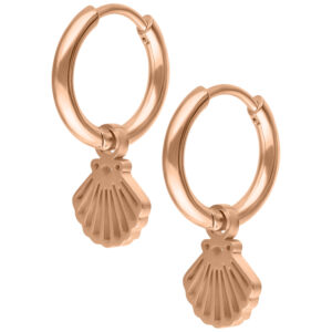 Par de Mini Shell Hoops - Oro Rosa
