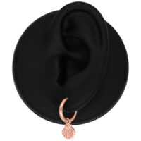 Roségoldene Mini Shell Creolen an schwarzem Ohrdisplay