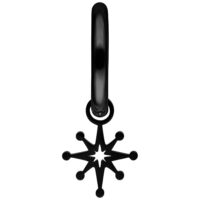 Schwarzer Mini Polar Star Ohrring auf weißem Hintergrund