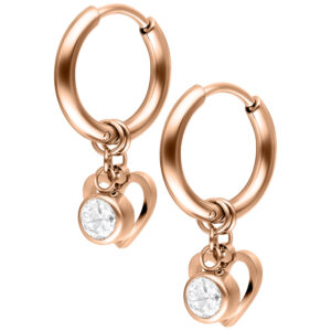 Mini Aro Heart con Crystal – par - Oro Rosa